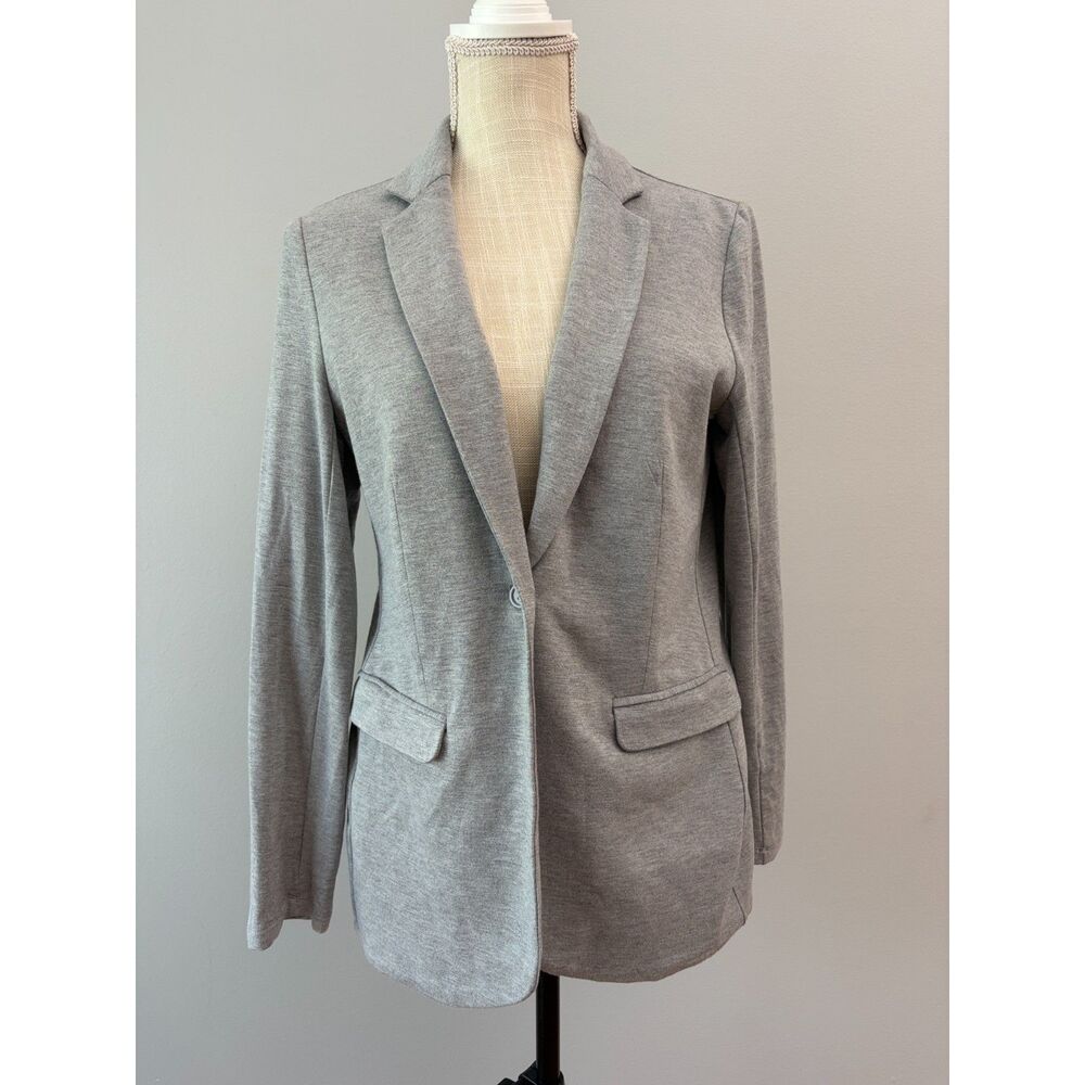 New Philosophy Gray Jersey Knit Single Button Blazer Small Workwear Stretch
